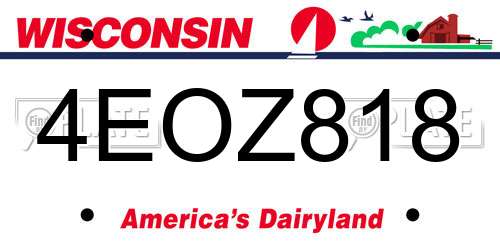 4EOZ818 Wisconsin License Plate