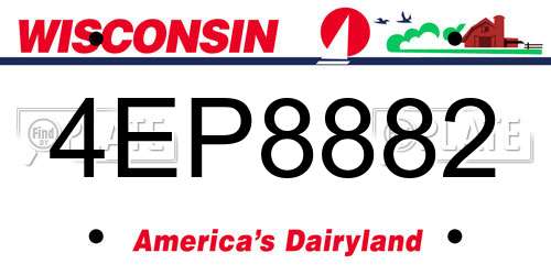 4EP8882 Wisconsin License Plate