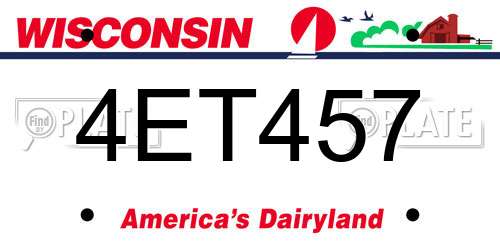 4ET457 Wisconsin License Plate