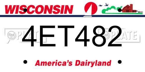 4ET482 Wisconsin License Plate
