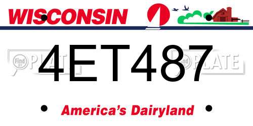 4ET487 Wisconsin License Plate