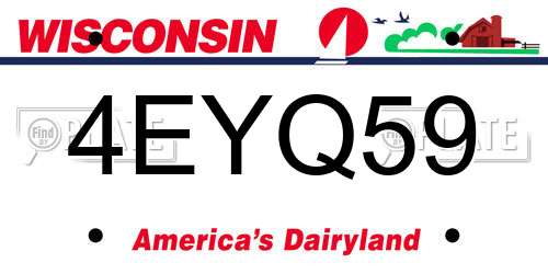 4EYQ59 Wisconsin License Plate