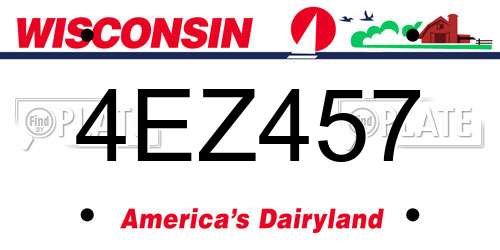 4EZ457 Wisconsin License Plate