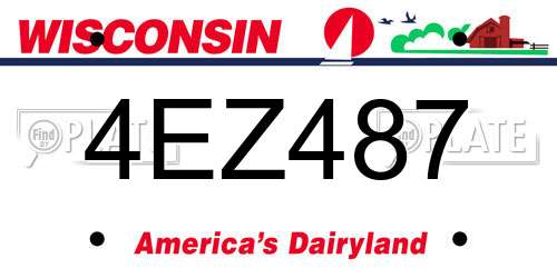 4EZ487 Wisconsin License Plate
