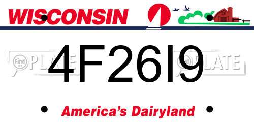 4F26I9 Wisconsin License Plate