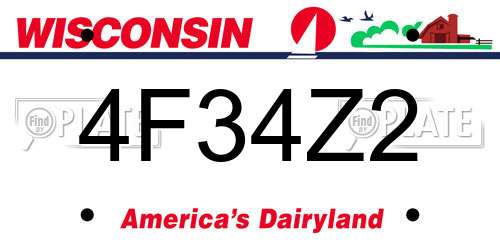4F34Z2 Wisconsin License Plate