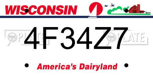 4F34Z7 Wisconsin License Plate