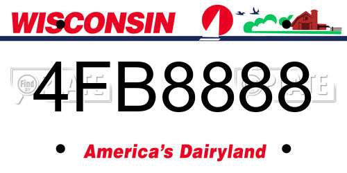 4FB8888 Wisconsin License Plate