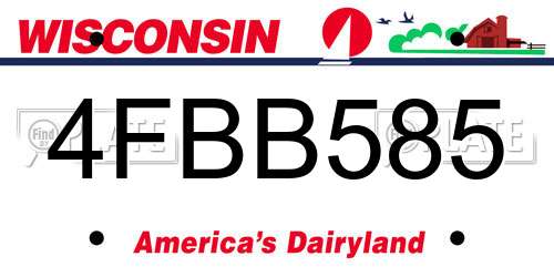4FBB585 Wisconsin License Plate