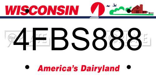 4FBS888 Wisconsin License Plate