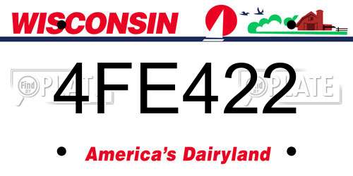 4FE422 Wisconsin License Plate