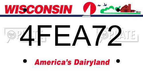 4FEA72 Wisconsin License Plate