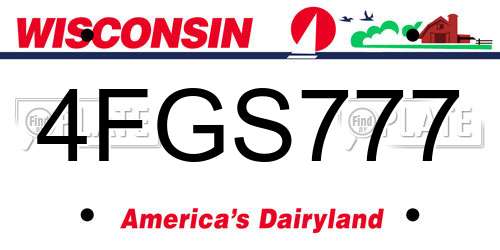 4FGS777 Wisconsin License Plate