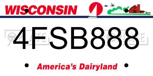 4FSB888 Wisconsin License Plate