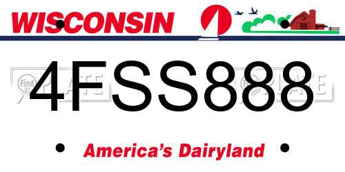 4FSS888 Wisconsin License Plate