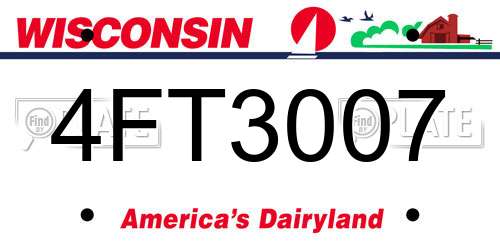 4FT3007 Wisconsin License Plate