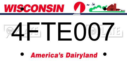 4FTE007 Wisconsin License Plate
