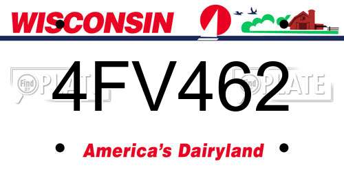 4FV462 Wisconsin License Plate