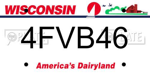 4FVB46 Wisconsin License Plate