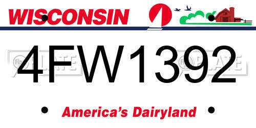 4FW1392 Wisconsin License Plate