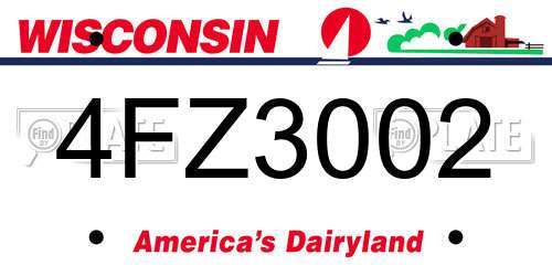 4FZ3002 Wisconsin License Plate