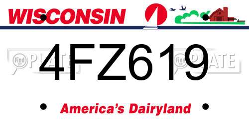 4FZ619 Wisconsin License Plate