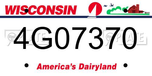 4G07370 Wisconsin License Plate