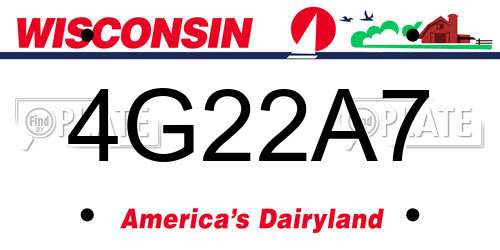 4G22A7 Wisconsin License Plate