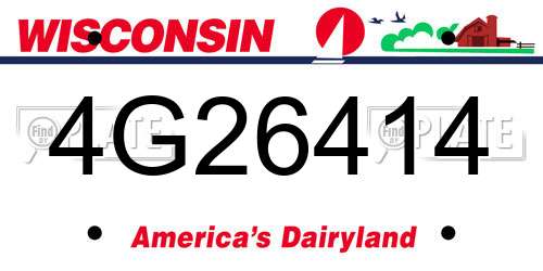 4G26414 Wisconsin License Plate