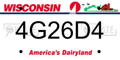 4G26D4 Wisconsin License Plate