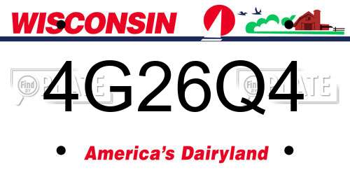 4G26Q4 Wisconsin License Plate