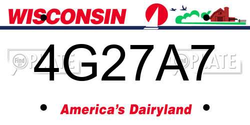 4G27A7 Wisconsin License Plate
