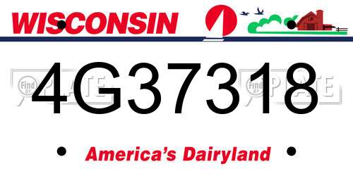 4G37318 Wisconsin License Plate