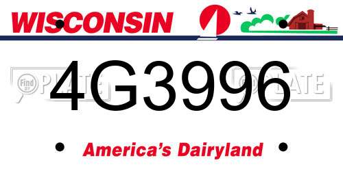 4G3996 Wisconsin License Plate