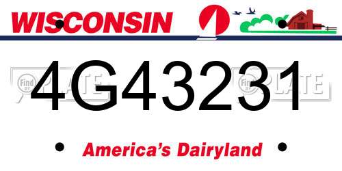 4G43231 Wisconsin License Plate