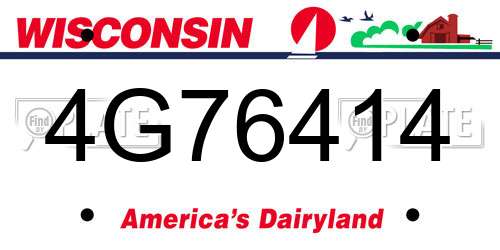 4G76414 Wisconsin License Plate