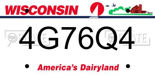 4G76Q4 Wisconsin License Plate