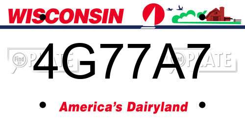 4G77A7 Wisconsin License Plate