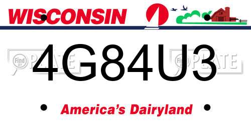 4G84U3 Wisconsin License Plate