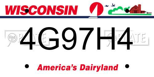 4G97H4 Wisconsin License Plate