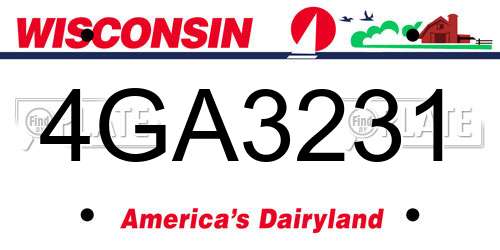 4GA3231 Wisconsin License Plate