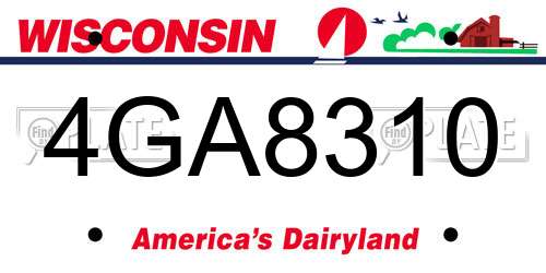 4GA8310 Wisconsin License Plate