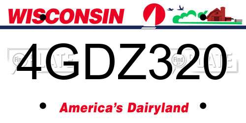 4GDZ320 Wisconsin License Plate