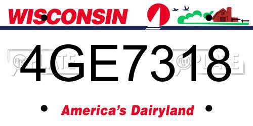 4GE7318 Wisconsin License Plate