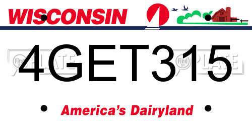 4GET315 Wisconsin License Plate