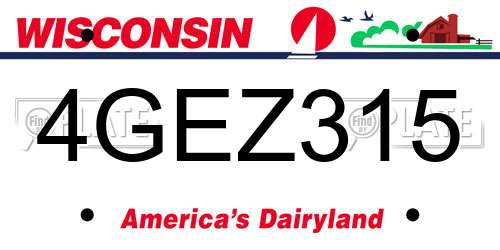 4GEZ315 Wisconsin License Plate