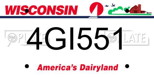 4GI551 Wisconsin License Plate