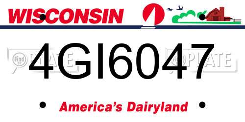 4GI6047 Wisconsin License Plate