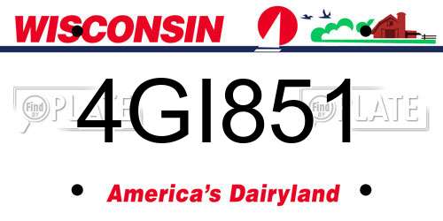 4GI851 Wisconsin License Plate