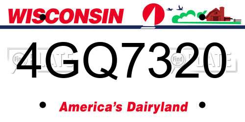 4GQ7320 Wisconsin License Plate